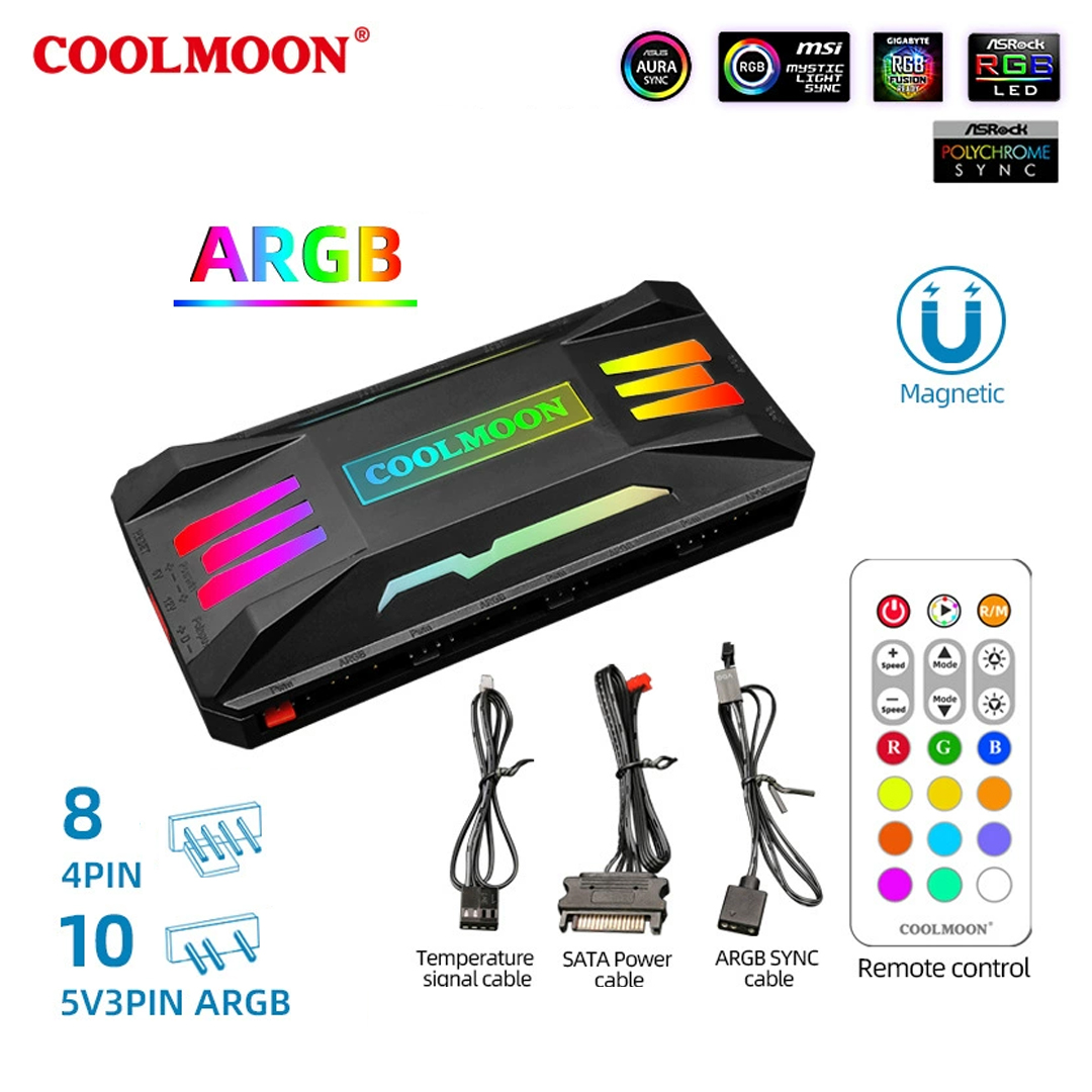 ARGB FAN Smart Controller (support 10Fan 4p, 5v3p, remote) COOLMOON