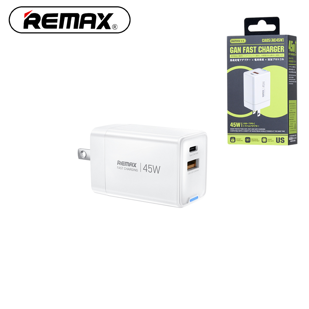 Adapter 45W - 2 Plug (QC PD) GaN fast charging REMAX CA05(AC45W)