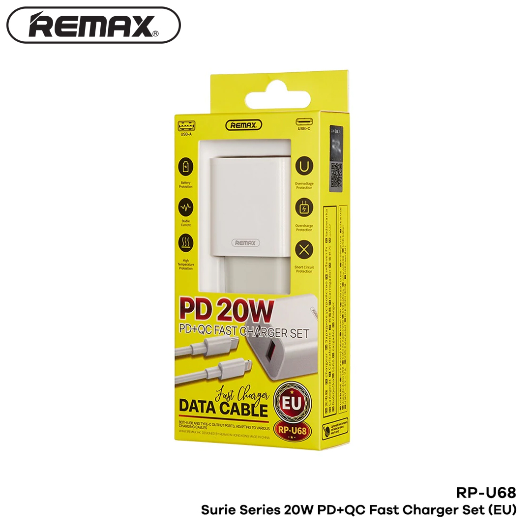 Adapter + Cable Lightning IPhone 20W REMAX RP-U68 1C1A
