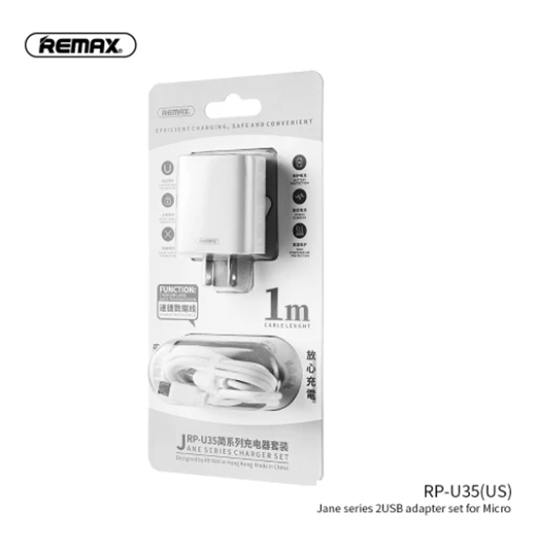 Adapter + Cable MicroUSSB 2.1A REMAX RP-U35