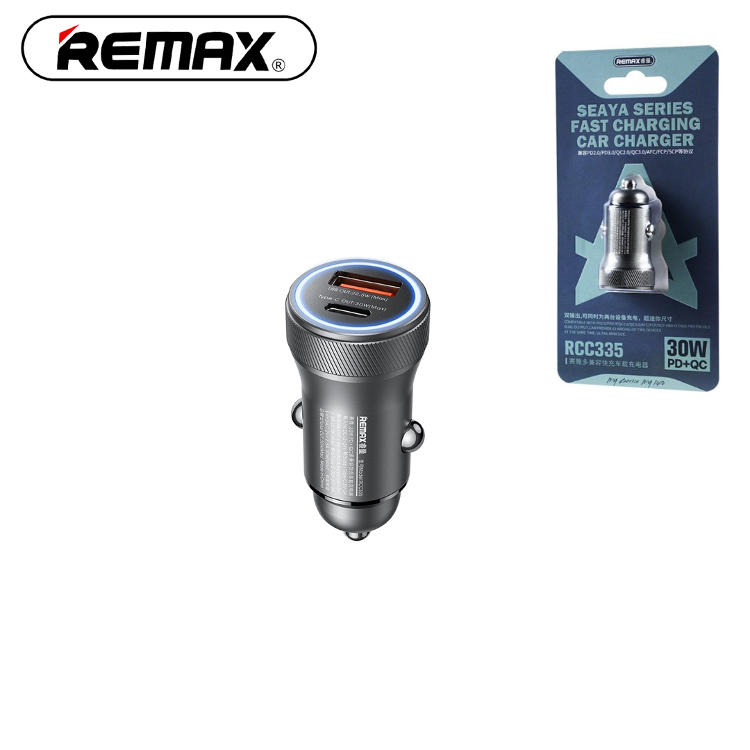 Adapter Car 30W 1PD / 1USB QC Plug REMAX RCC335