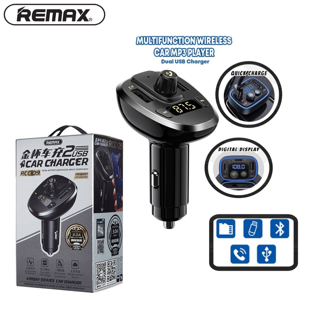 Bluetooth REMAX RCC109 (MP3 FM Music Phone / USB SD Card / Fast Charging)