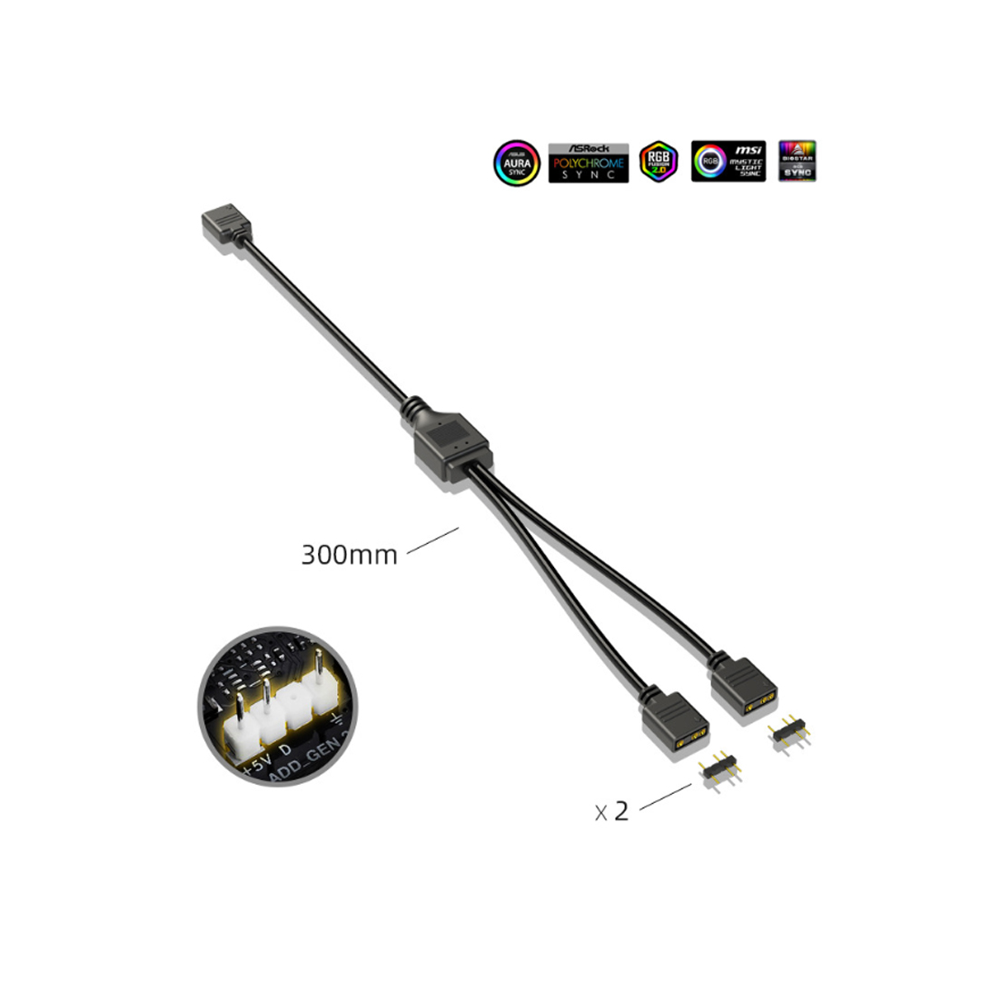 Cable ARGB 1 to 2 COOLMOON V2 Black