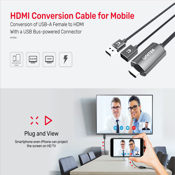 Cable Display Dongle HDMI Unitek M1104A IOS/Android/Windows