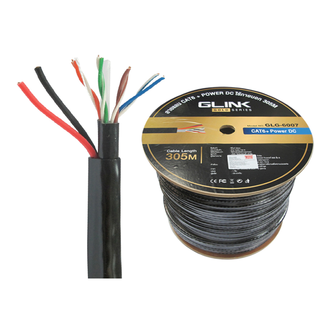 Cable LAN UTP Cat6 (+2 Power Line) Outdoor GLINK GLG-6007 (BOX-305M)