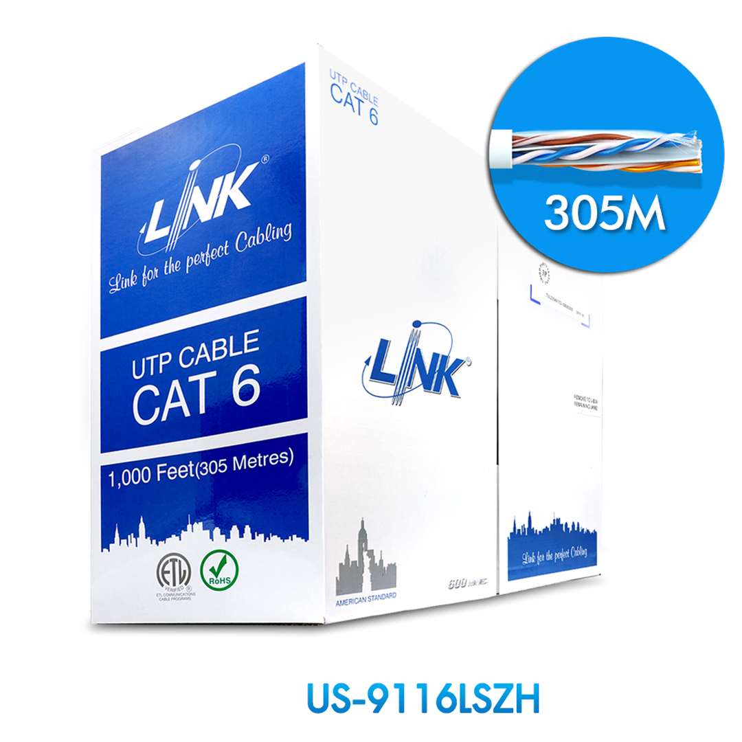 Cable LAN UTP Cat6 LINK US-9116LSZH (BOX-305M)