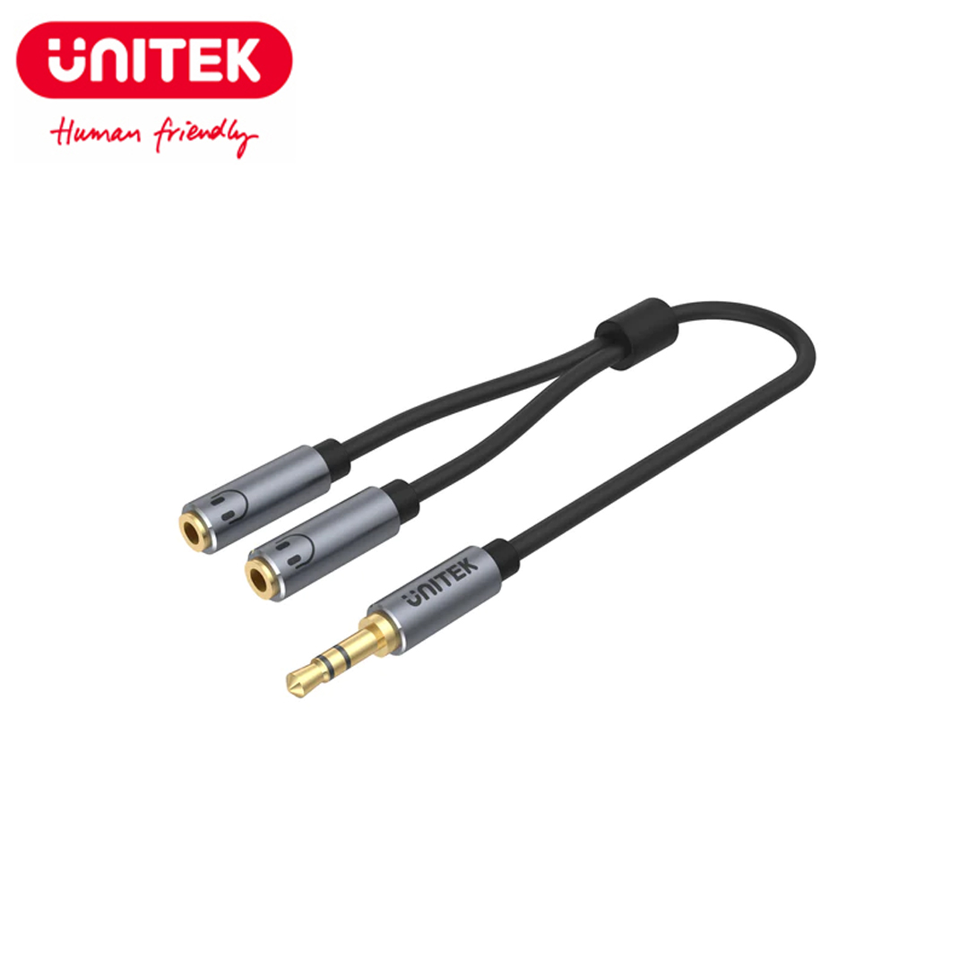 Cable Sound 3.5mm/3pole AUX 1Male to 2Female 0.2M Unitek Y-C956ABK