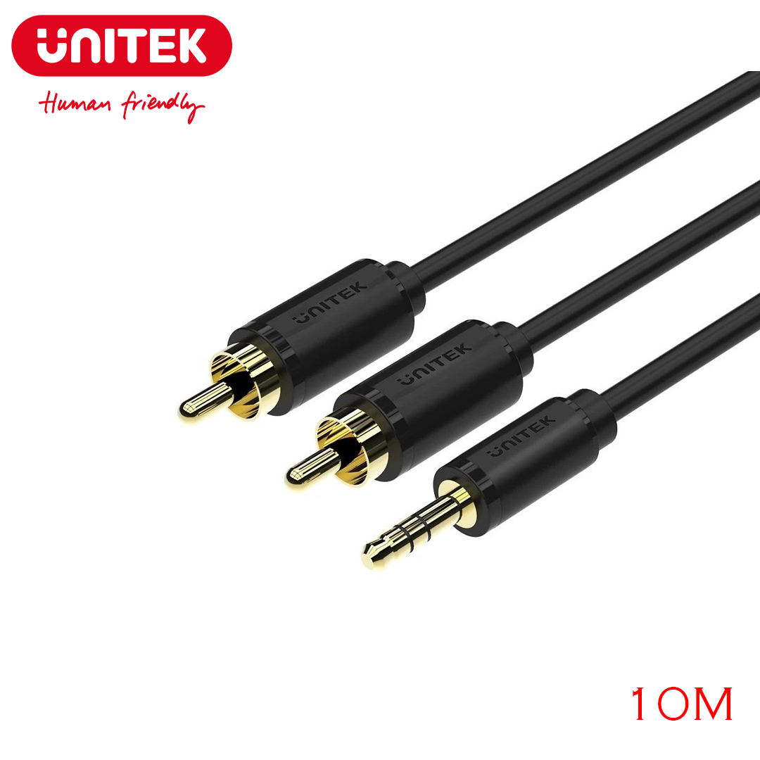 Cable Sound 3.5mm/3pole AUX 1Male to 2RCA Male 10M Unitek Y-C9024BK