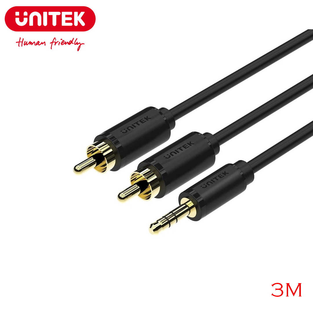 Cable Sound 3.5mm/3pole AUX 1Male to 2RCA Male 3M Unitek Y-C9022BK