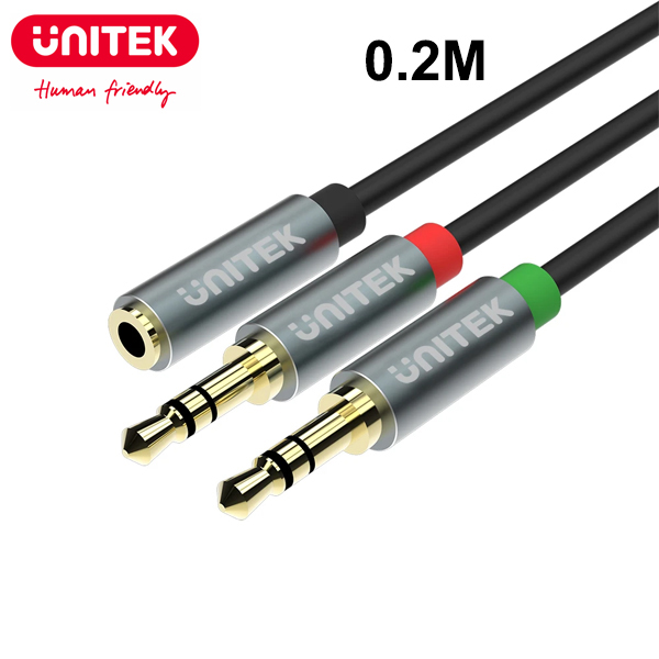 Cable Sound 3.5mm/4pole AUX 1Female to 3.5mm/3pole AUX 2Male 0.2M Unitek Y-C957ABK