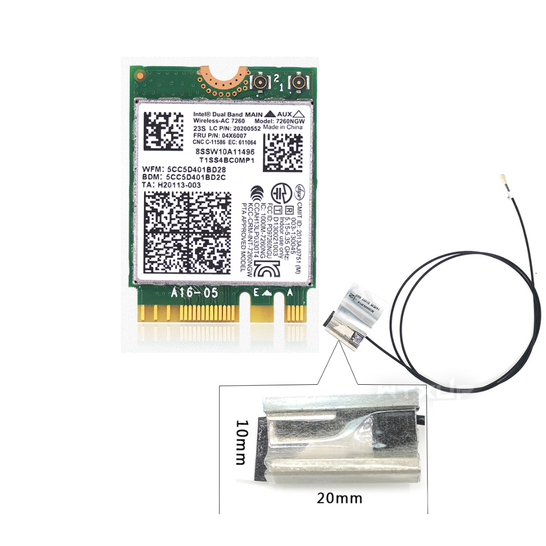Scheda Di Rete Wireless Intel 7260.HMW Dual Band AC + Bluetooth 4.0 - Half Mini PCIe Per Laptop