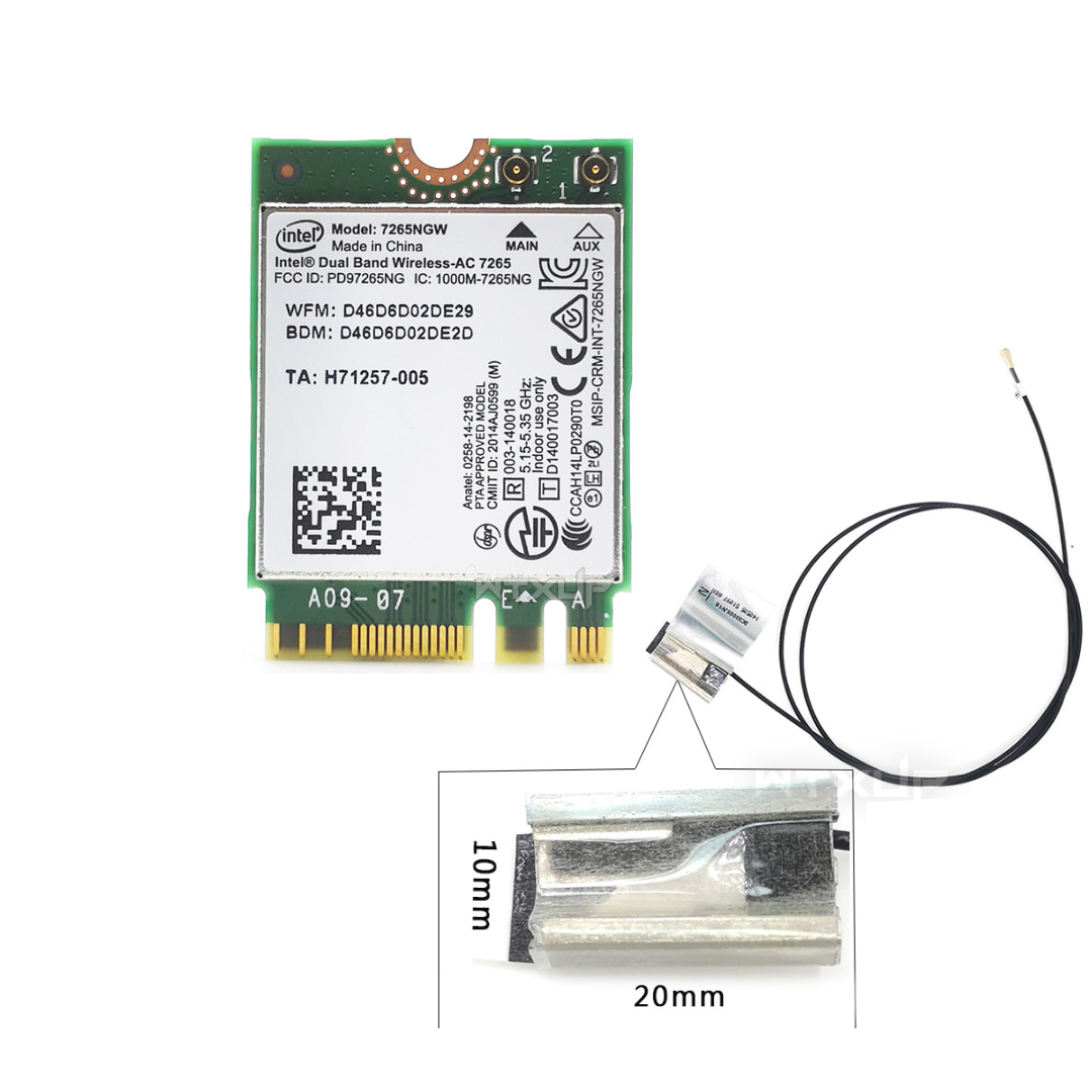 Card M.2 NGFF Wifi 2.4G 300Mbps + 5G 867Mbps + Bluetooth 4.2 Intel® Dual Band Wireless-AC 7265
