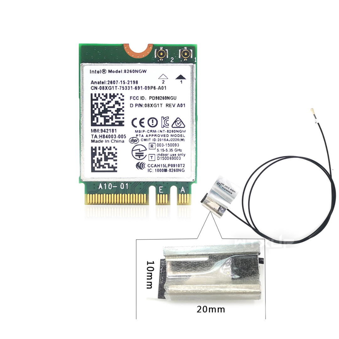 Card M.2 NGFF Wifi 2.4G 300Mbps + 5G 867Mbps + Bluetooth 4.2 Intel® Dual Band Wireless-AC 8260