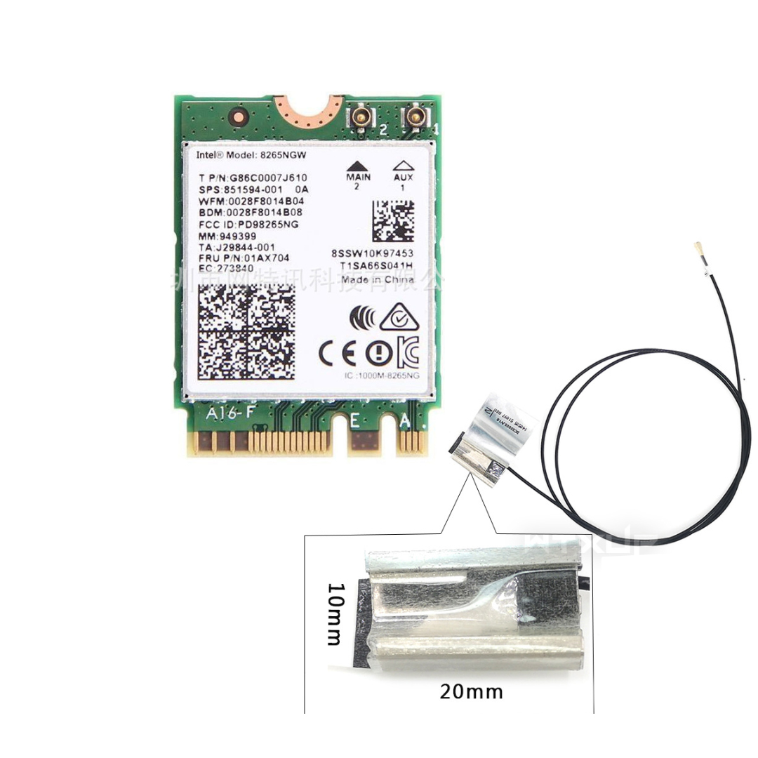 Card M.2 NGFF Wifi 2.4G 300Mbps + 5G 867Mbps + Bluetooth 4.2 Intel® Dual Band Wireless-AC 8265