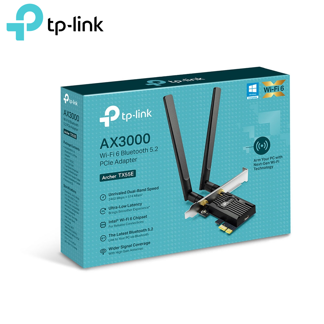 Card PCIex Wi-Fi 6 AX3000 + Bluetooth 5.2 TP-Link Archer TX55E