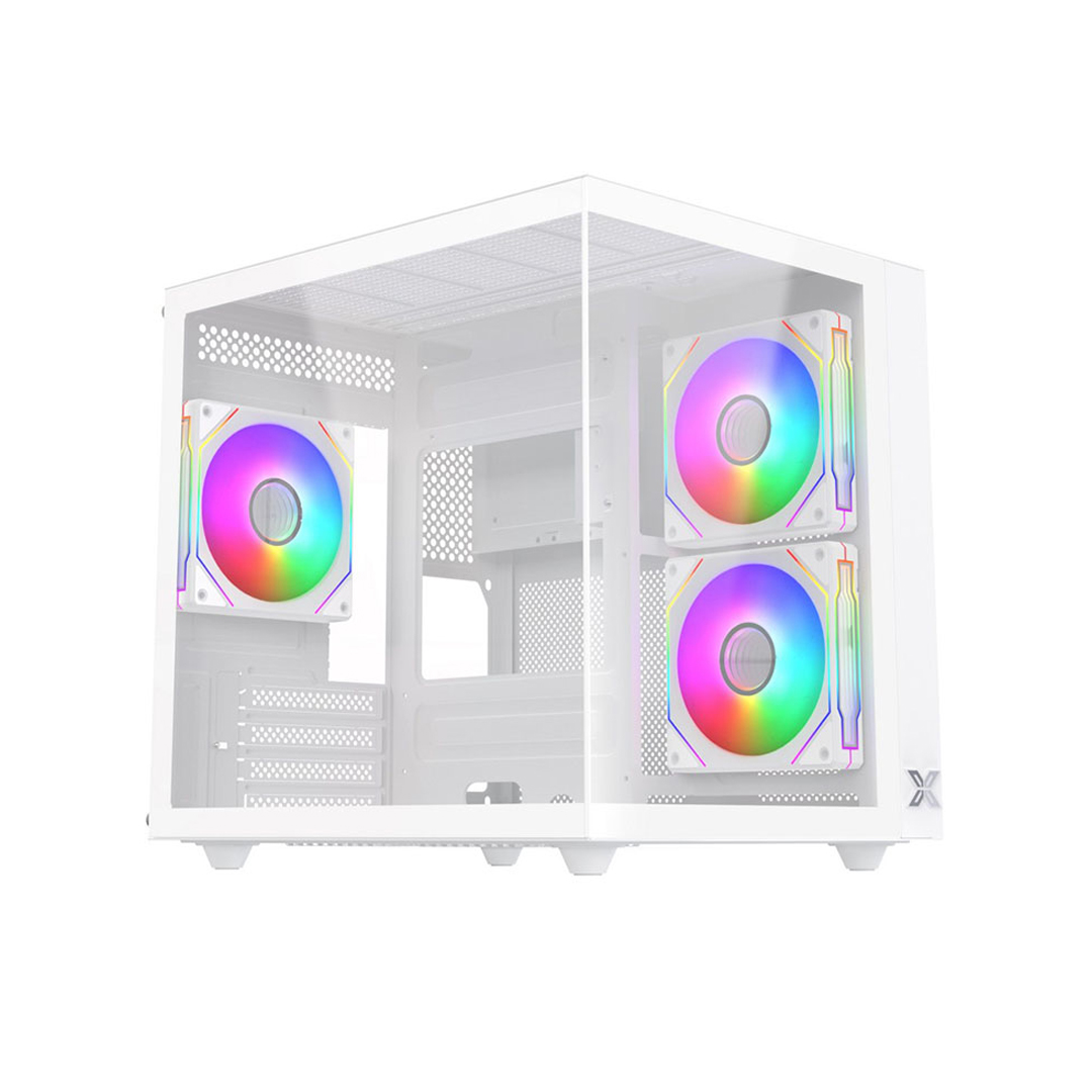 Case XIGMATEK AQUA M LITE 3GF White / mATX / 3 FAN RGB | Computer Case