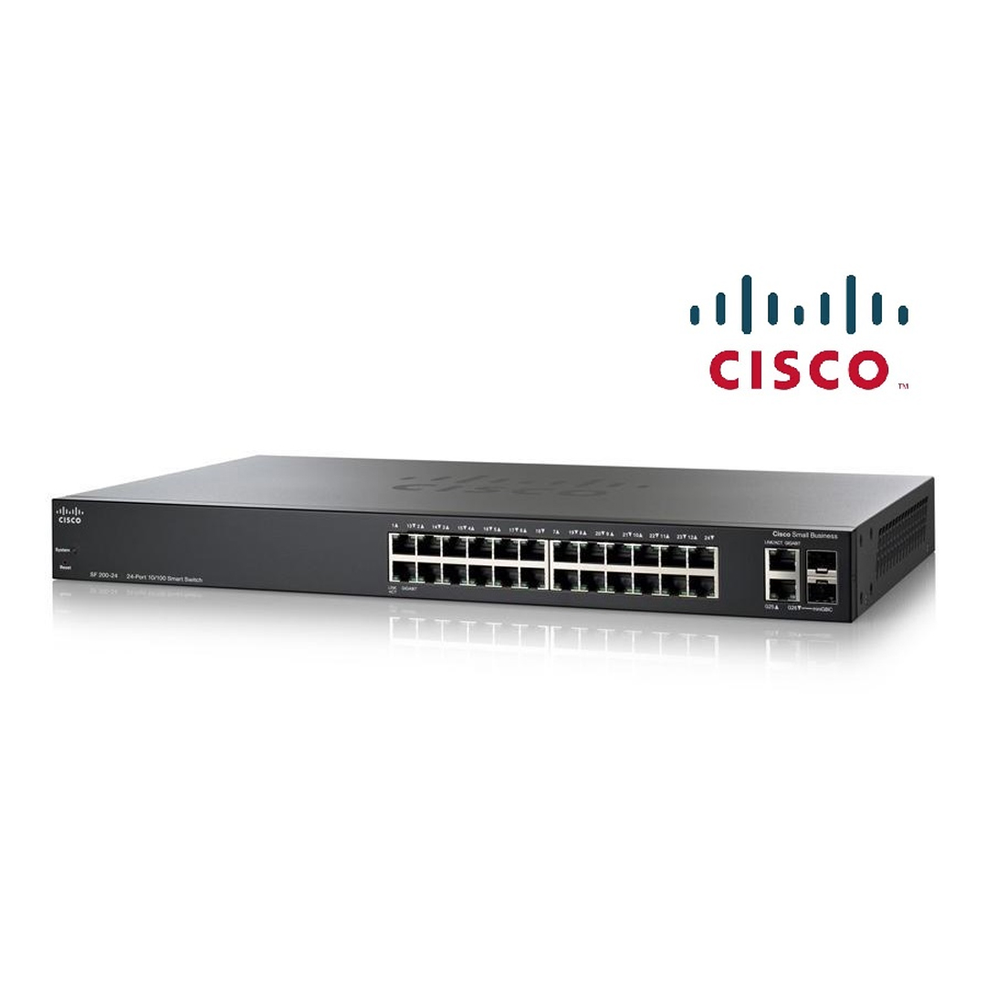 Ethernet Hub/Switch 24 port 10/100 + 2 port Uplink Gigabit Cisco SF200-24