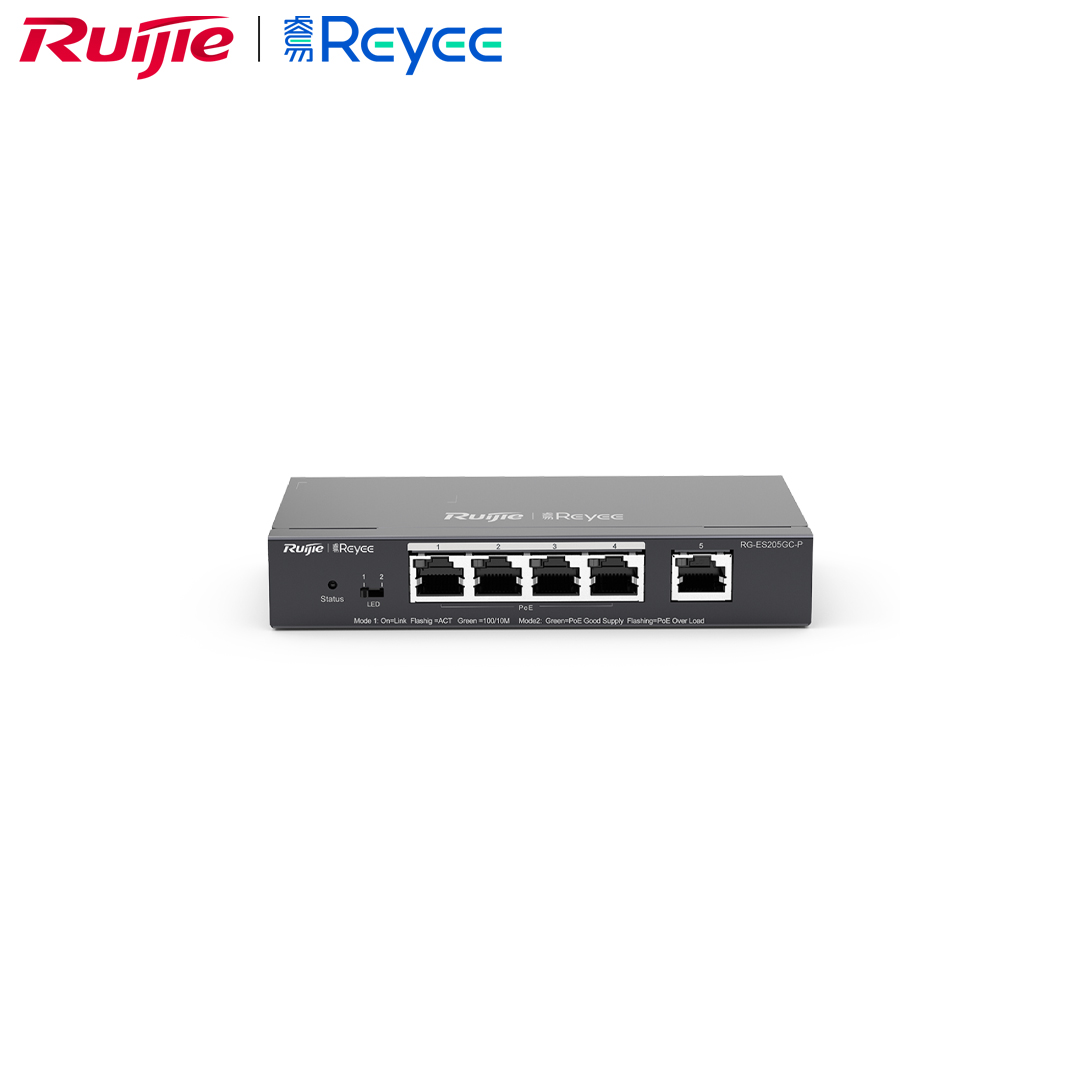 Ethernet Hub/Switch POE 04 port Gigabit + 1 port Uplink Gigabit Ruijie Reyee RG-ES205GC-P