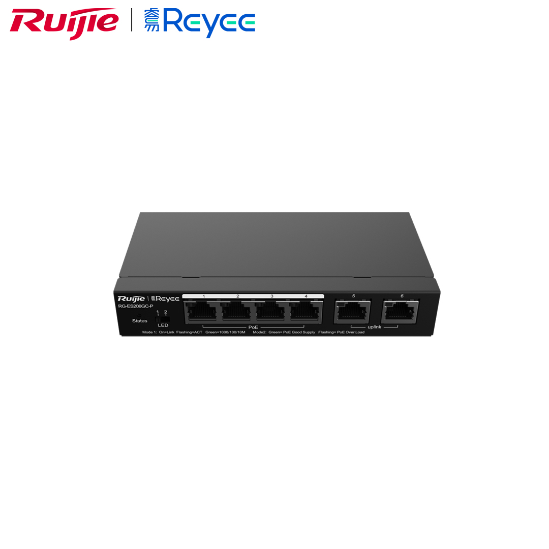 Ethernet Hub/Switch POE 04 port Gigabit + 2 port Uplink Gigabit Ruijie Reyee RG-ES206GC-P