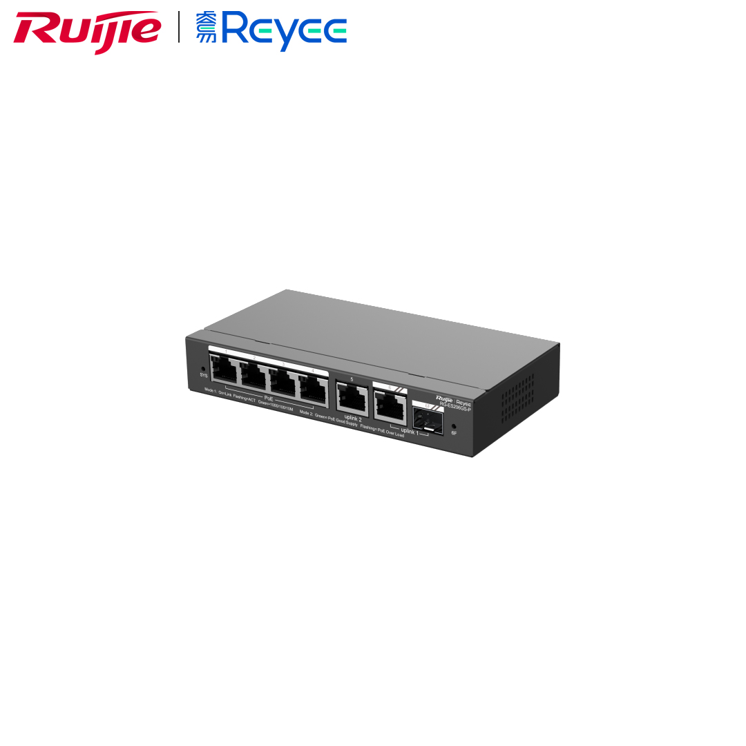 Ethernet Hub/Switch POE 04 port Gigabit + 3 port Uplink (1 SFP Gigabit) Ruijie Reyee RG-ES206GS-P