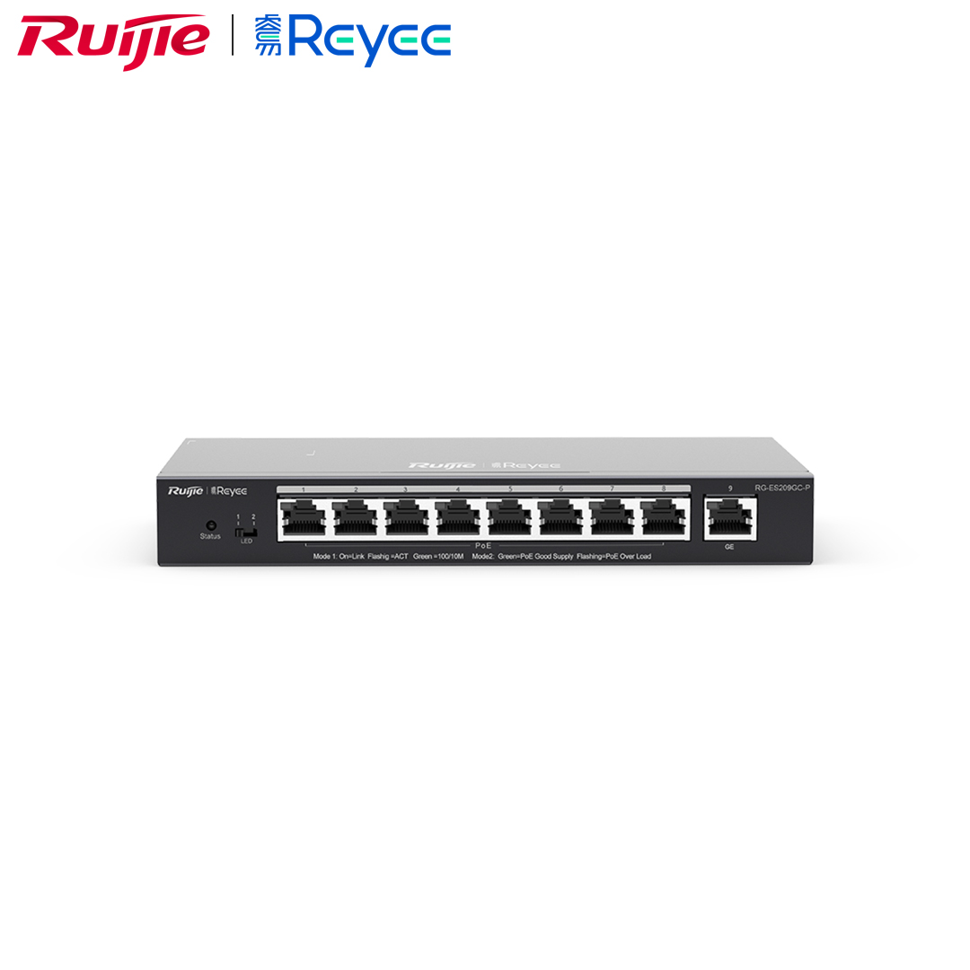 Ethernet Hub/Switch POE 08 port Gigabit + 1 port Uplink Gigabit Ruijie Reyee RG-ES209GC-P