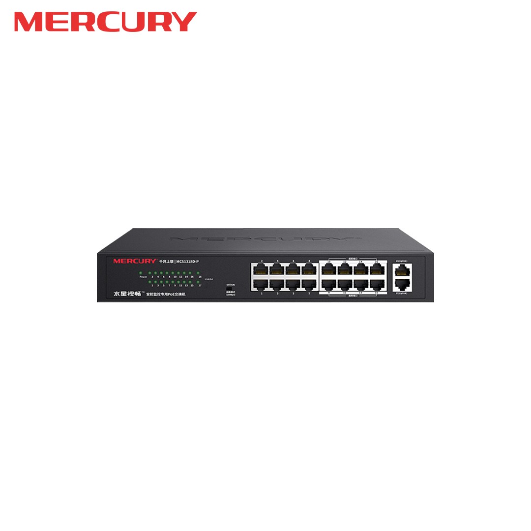 Ethernet Hub/Switch POE 16 port 10/100 + 2 port Uplink Gigabit MERCURY MCS1318D-P