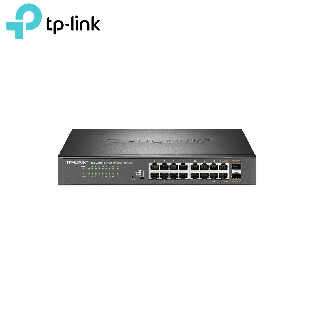 Ethernet Hub/Switch POE 16 port Gigabit + 2 port Uplink (2 SFP Gigabit) TP-Link TL-SG2218PE