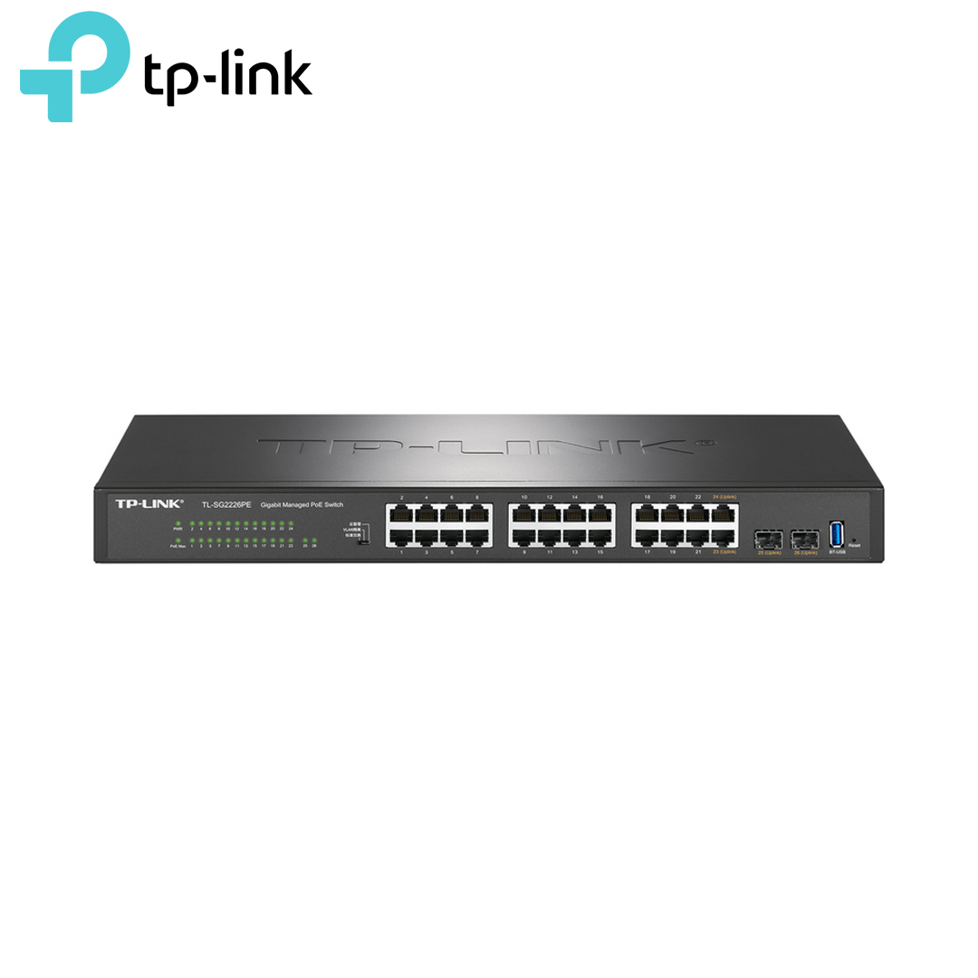 Ethernet Hub/Switch POE 24 port Gigabit + 2 port Uplink (2 SFP Gigabit) TP-Link TL-SG2226PE