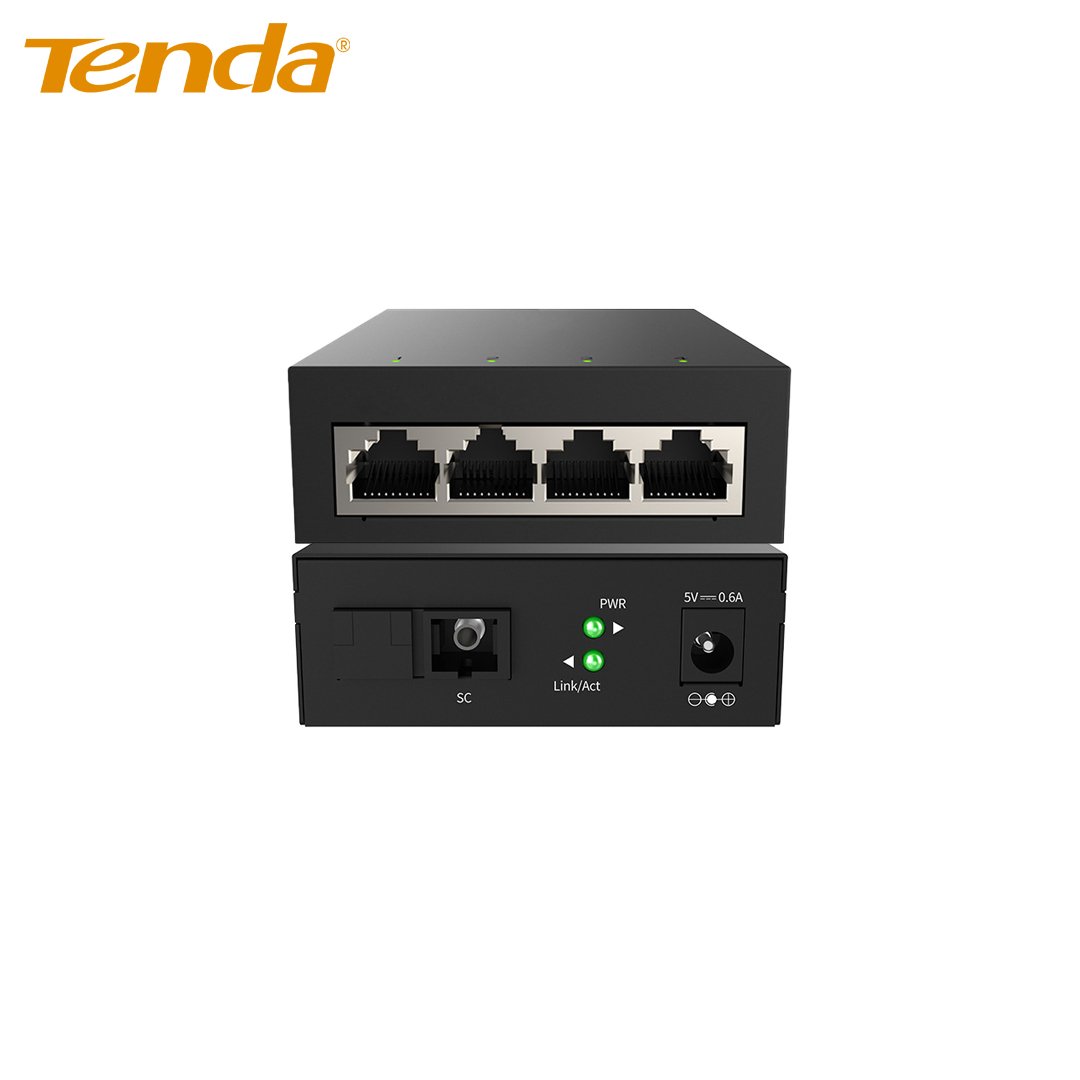 Fiber Converter SC to 4LAN Gigabit port (3km) Tenda TFC304B1