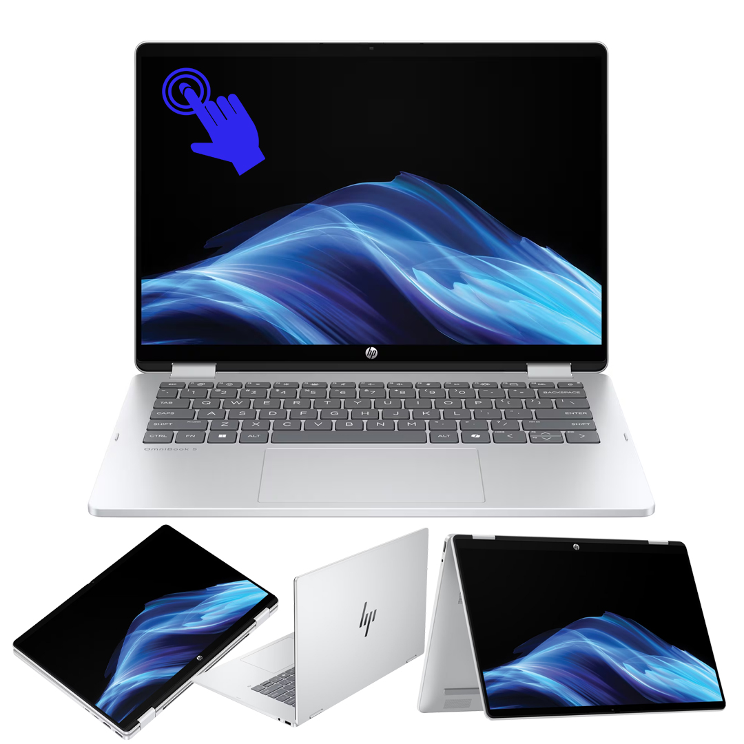 HP OmniBook 5 Flip 14 Core 7 150U Max Turbo 5.4Ghz RAM DDR5 16Gb M.2 NVME 512Gb Monitor 14.0 QHD-2K(Touch Screen) Win11