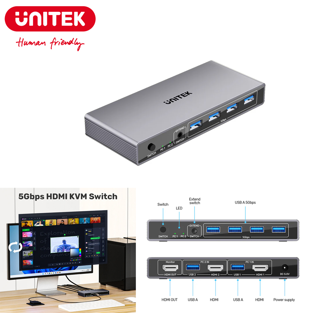 KVM HDMI/USB 2PC to 1Monitor 4K Unitek V1309AGY01-US