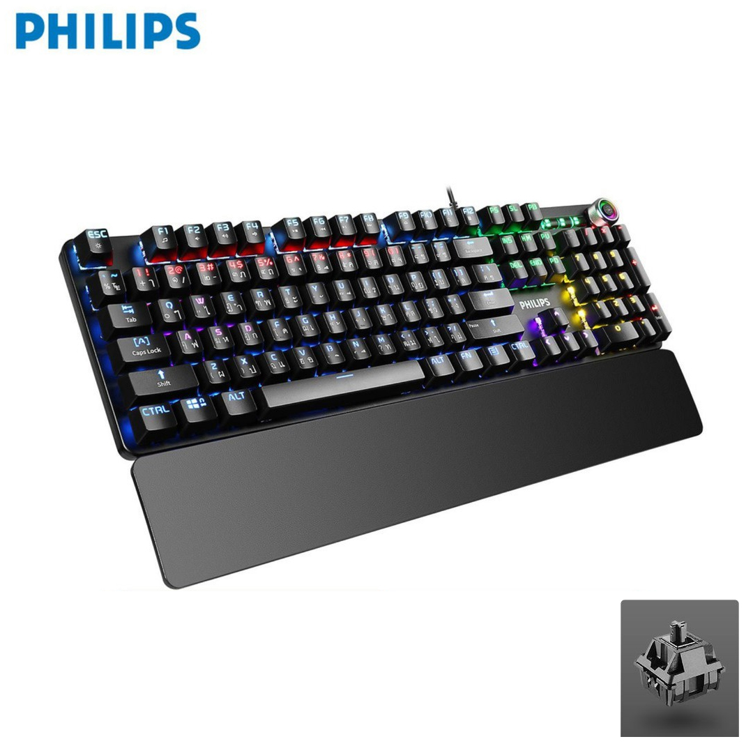 Keyboard USB Gaming/RGB Mechanical (Black Switch) PHILIPS SPK8605