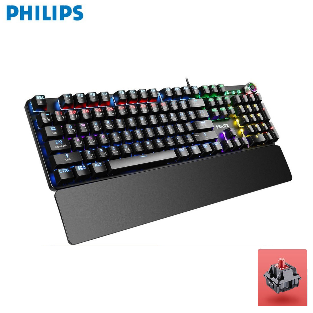 Keyboard USB Gaming/RGB Mechanical (Red Switch) PHILIPS SPK8605
