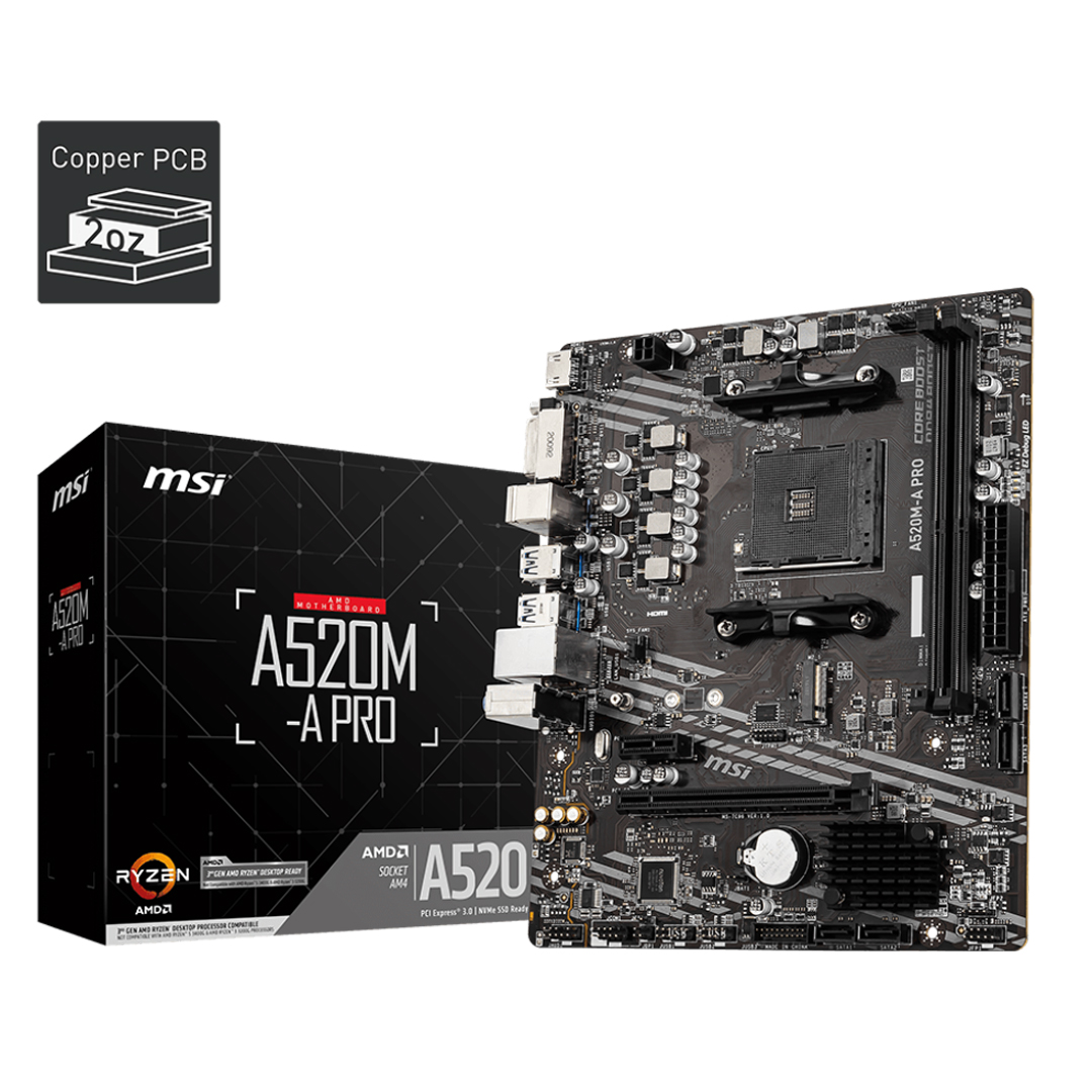 Mainboard MSI A520M-A PRO AMD AM4 DDR4*2 support NVME