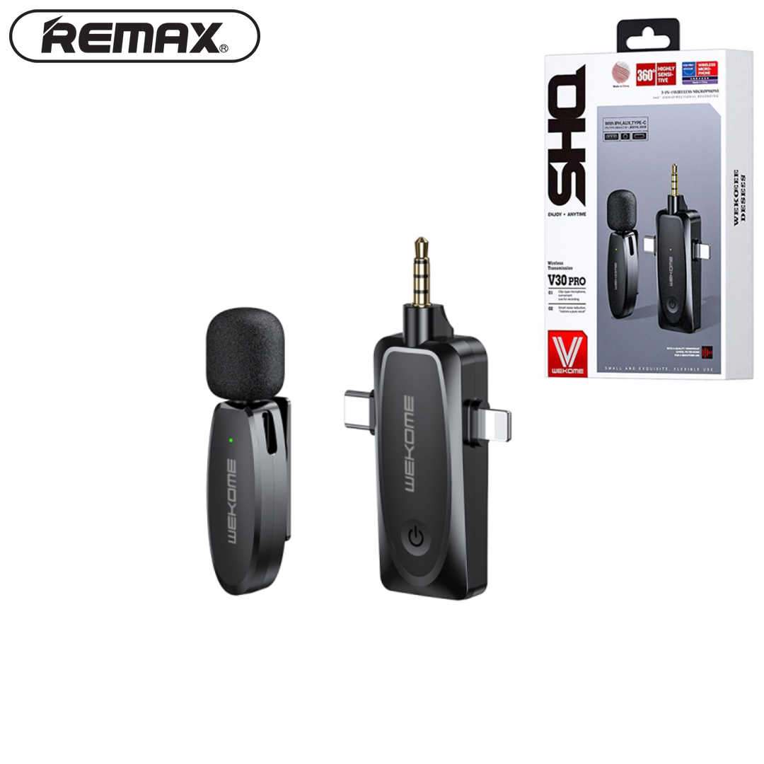 Microphone(1) Lavalier Wireless for Mobile (3.5mm/Type-C/Lightning) REMAX Wekome V30 Pro