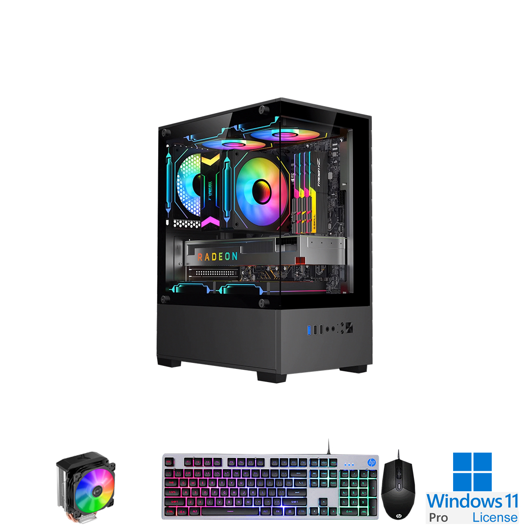 PC-Case Gaming-Design AMD Ryzen 5 5600 3.9Ghz Turbo 4.4Ghz 6cores-12threads Mainboard A520M RAM DDR4 16Gb M.2 NVME 500Gb PSU 550W Wifi KB-Mouse (No Monitor)