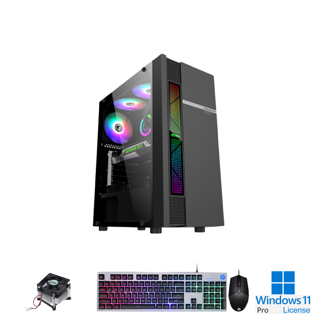 PC-Case Gaming-Design Intel Core i5-7500 3.4Ghz Turbo 3.8Ghz 4cores-4threads Mainboard H110 RAM DDR4 8Gb SSD 250Gb PSU 400W Wifi KB-Mouse (No Monitor)
