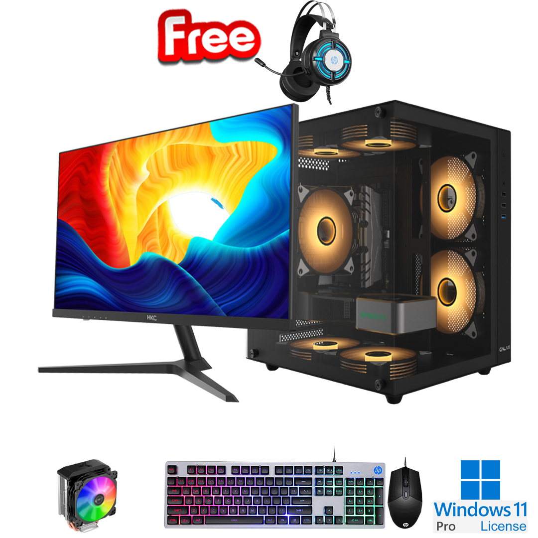 PC-FullSet Gaming-Design AMD Ryzen 5 5500 3.6Ghz Turbo 4.2Ghz 6cores-12threads Mainboard B550M RAM DDR4 16Gb M.2 NVME 512Gb VGA RX560 4Gb PSU 550W HKC 24.5