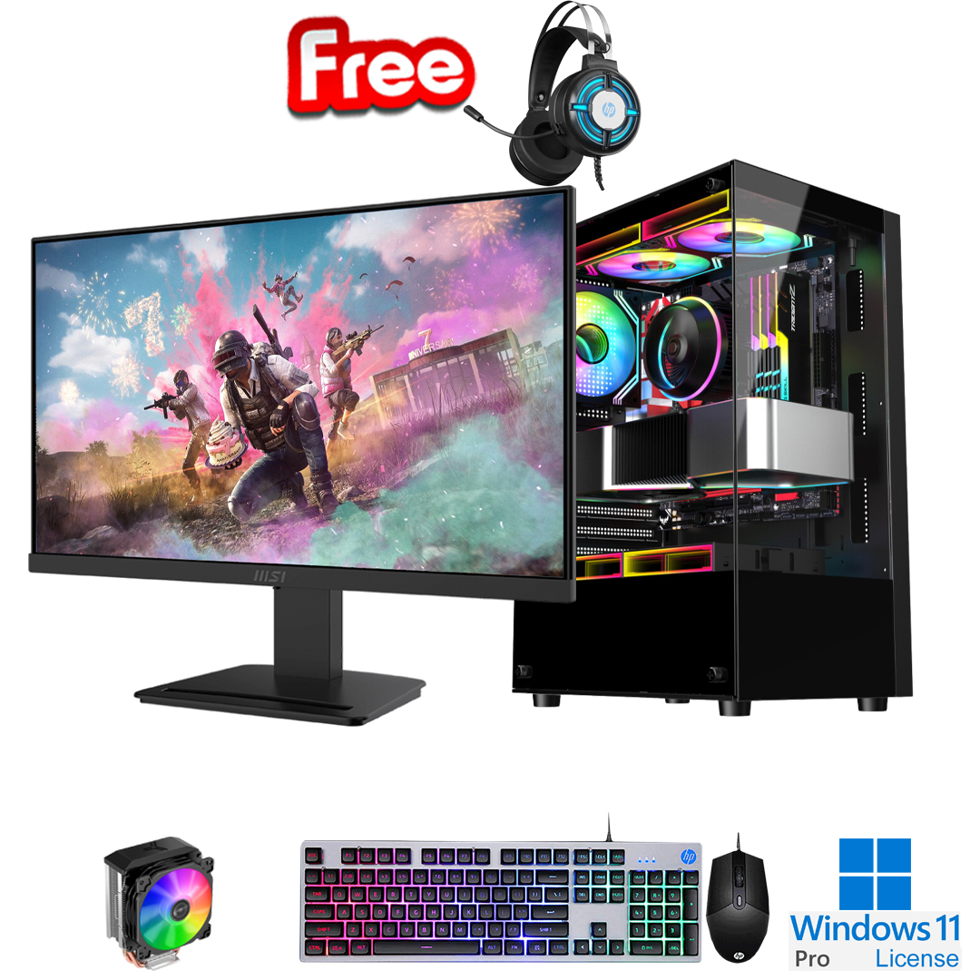PC-FullSet Gaming-Design Intel Core i5-10600KF 4.1Ghz Turbo 4.8Ghz 6cores-12threads Mainboard B560M RAM DDR4 16Gb M.2 NVME 512Gb VGA RX580 8Gb PSU 650W MSI 24.5