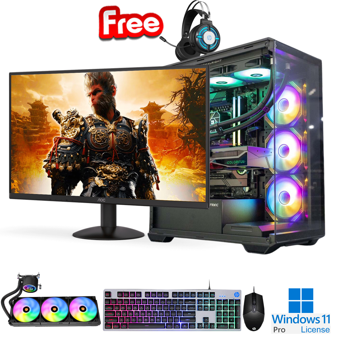 PC-FullSet Gaming-Design Intel Core i5-14600KF Max Turbo 5.3Ghz 14cores-20threads Mainboard B760M RAM DDR5 32Gb M.2 NVME 1Tb VGA RTX2060 6Gb PSU 850W AOC 27