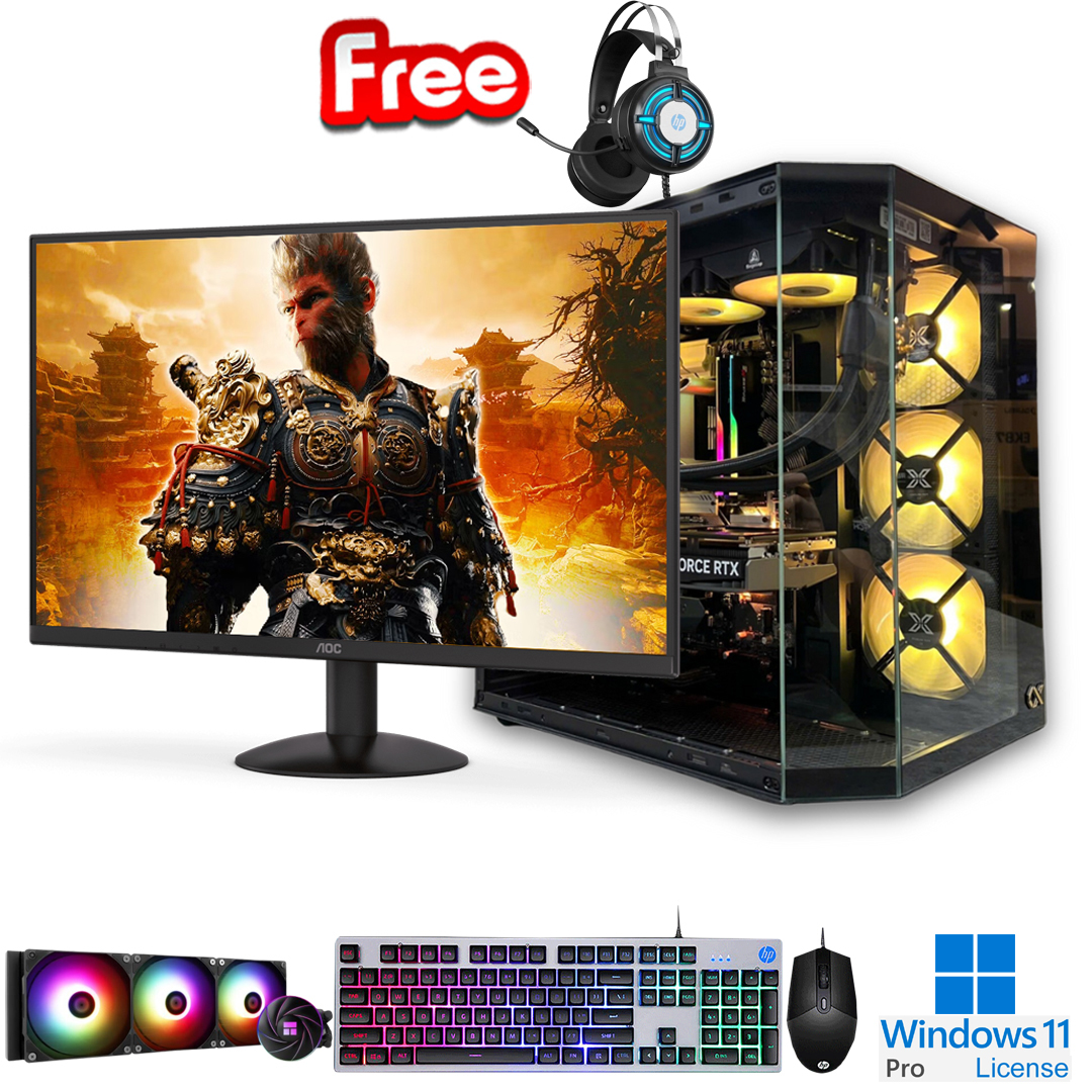 PC-FullSet Gaming-Design Intel Core i7-14790F Max Turbo 5.4Ghz 16cores-24threads Mainboard B760M RAM DDR5 32Gb M.2 NVME 1Tb VGA RTX3050 8Gb PSU 850W AOC 27