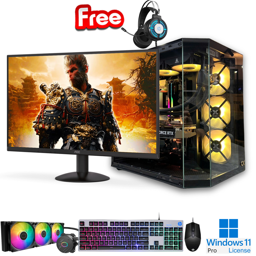 PC-FullSet Gaming-Design Intel Core i9-13900F Max Turbo 5.6Ghz 24cores-32threads Mainboard Z790 RAM DDR5 32Gb M.2 NVME 2Tb VGA RTX3050 8Gb PSU 1000W AOC 27