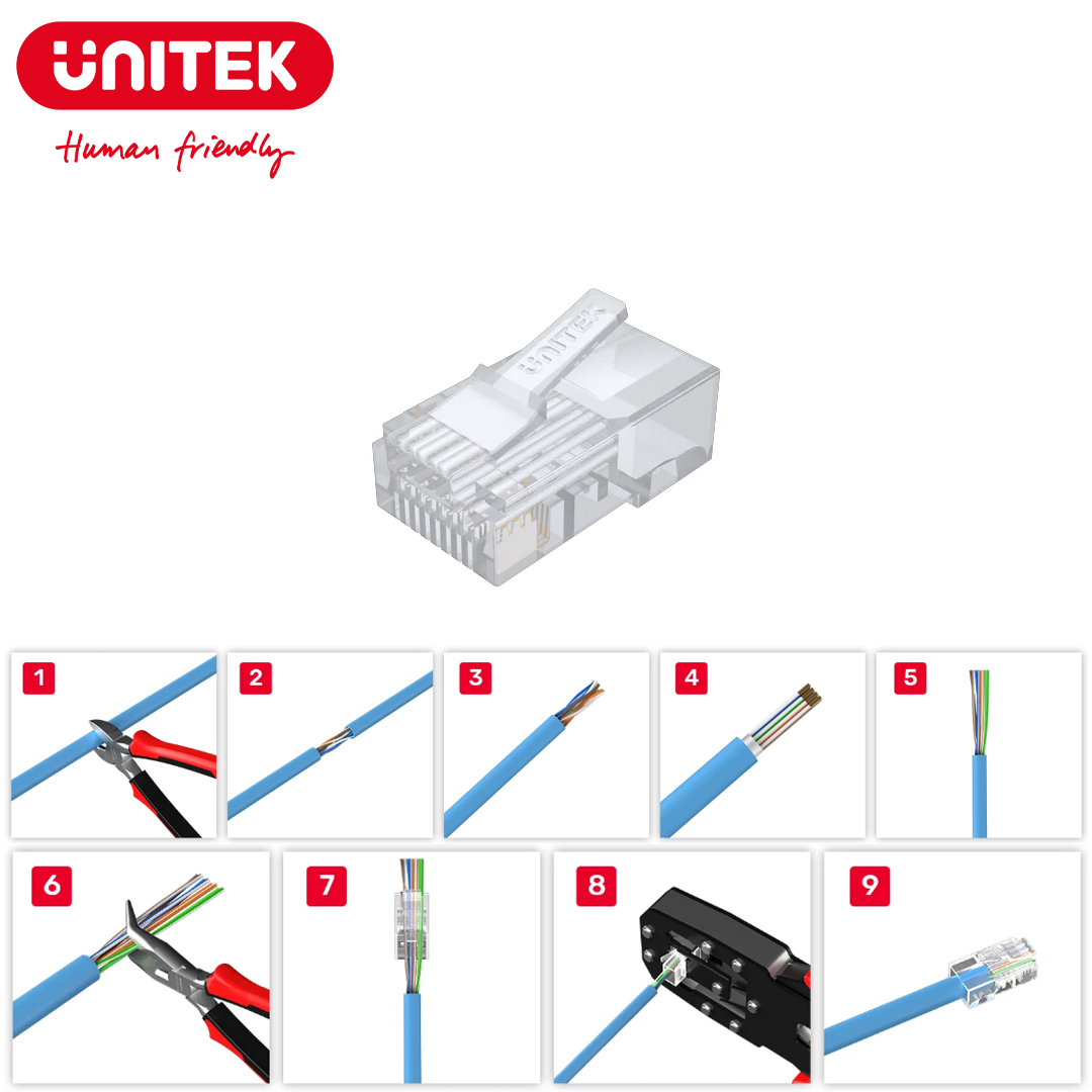 Plug RJ45 CAT6 Pass-Through Unitek OT1091ATP01 (BOX 100)