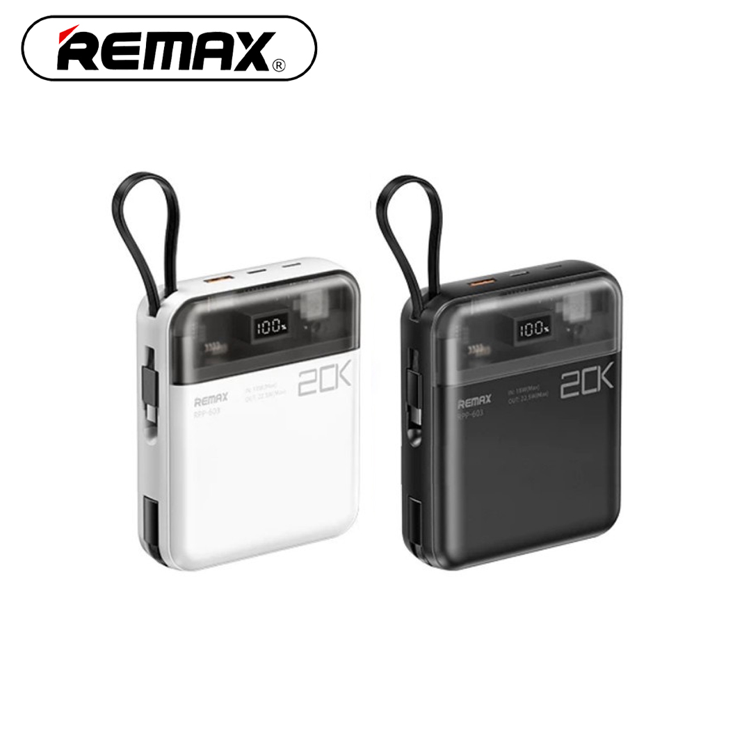 Power Bank 20,000mAh + Cable Type-C/Lightning (22.5W PD, QC) REMAX RPP-603