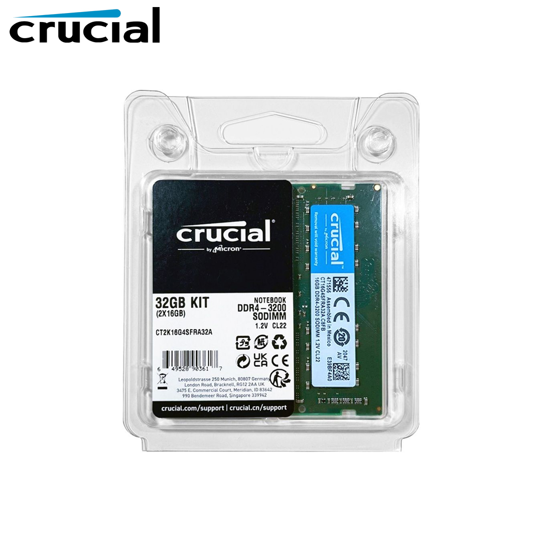 RAM Laptop DDR4 32Gb (Kit 16x2 Bus 3200) Crucial