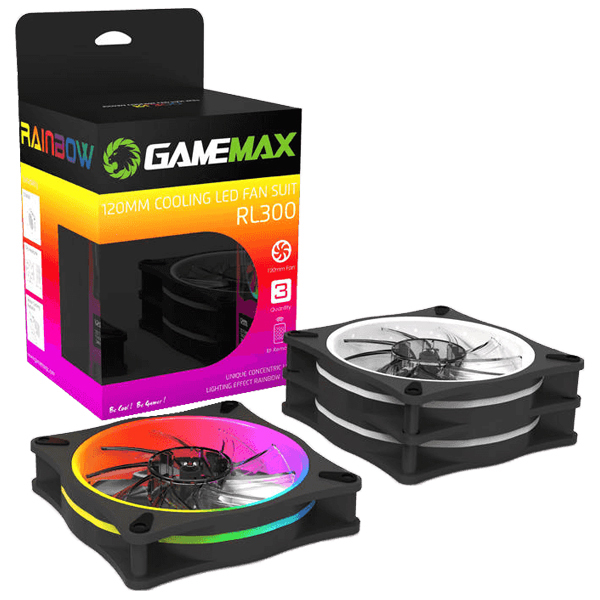 SET 3 FAN Case Rainbow / 12cm GameMax RL300