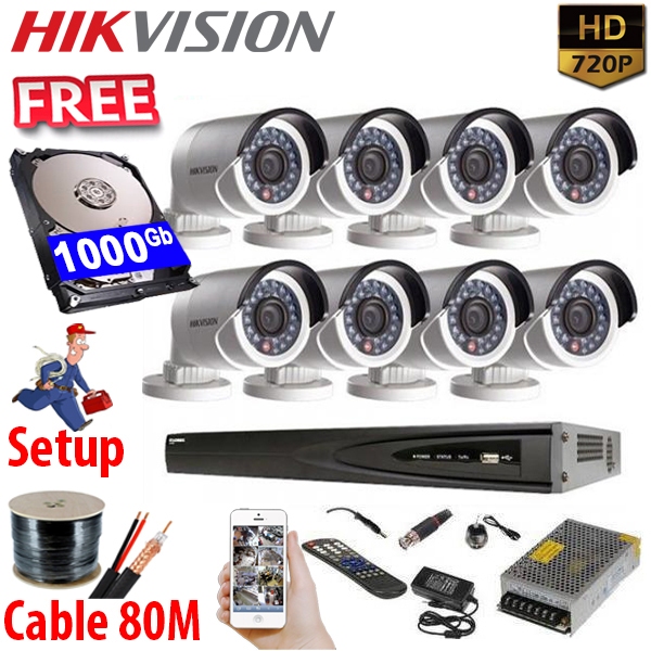 SET HIKVISION 08Ch HDTVI 1.0MP / HDD 1000Gb / Free Accessories