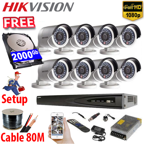 SET HIKVISION 08Ch HDTVI 2.0Mpx / HDD 2000Gb / Free Accessories / 265 + ເທກໂນໂລຢີໃຫມ່ ເກັບຂໍມູ່ນໄດ້ຫລາຍກ່ວາ