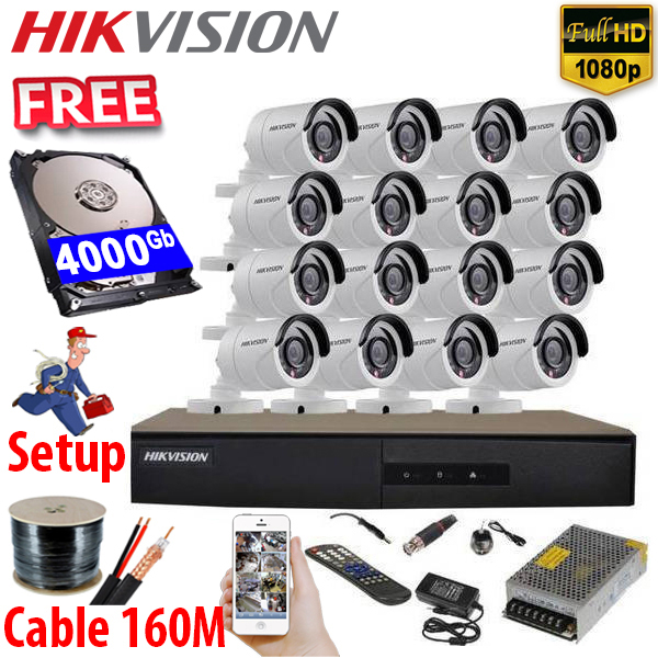 SET HIKVISION 16Ch HDTVI 2.0Mpx / HDD 4000Gb / Free Accessories / 265 + ເທກໂນໂລຢີໃຫມ່ ເກັບຂໍມູ່ນໄດ້ຫລາຍກ່ວາ