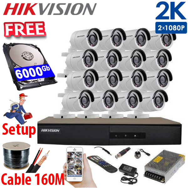 SET HIKVISION 16Ch HDTVI 5.0Mpx / HDD 2*4000Gb / Free Accessories / 265 + ເທກໂນໂລຢີໃຫມ່ ເກັບຂໍມູ່ນໄດ້ຫລາຍກ່ວາ